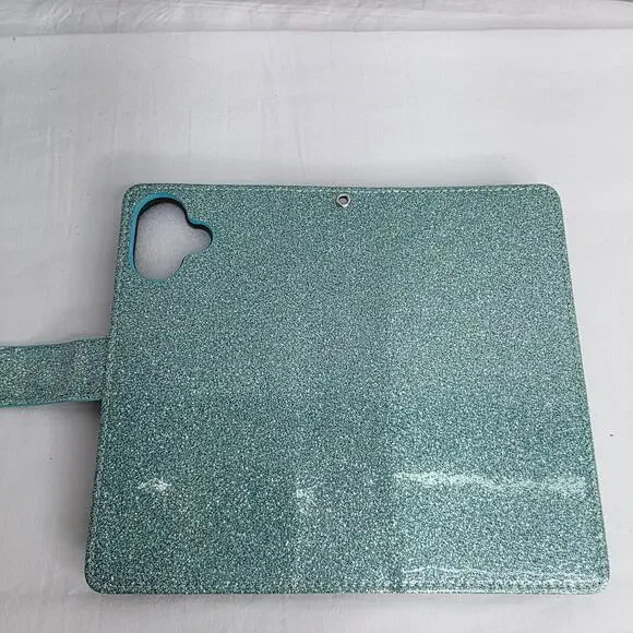 iPhone 16 Plus Turquoise Glitter Phone Case With Detachable Wallet Card Holder - Picture 15 of 16